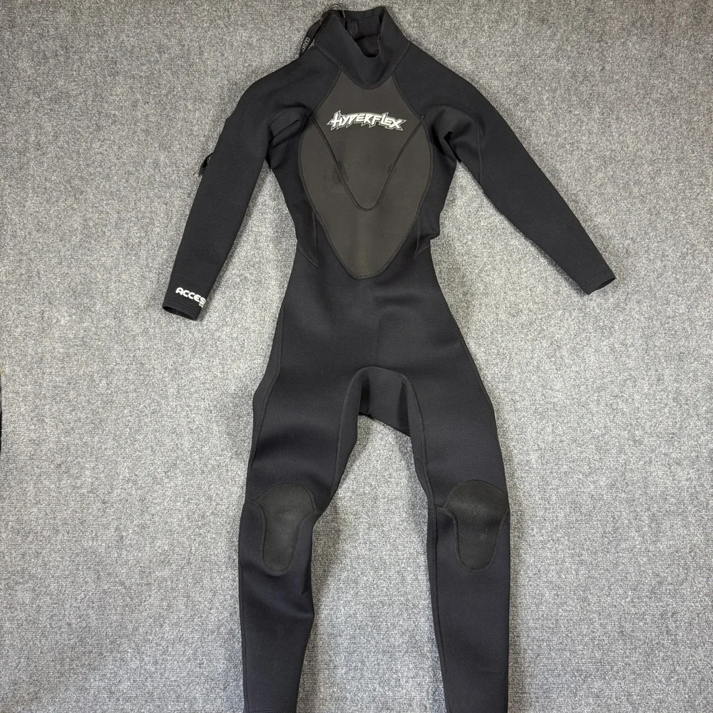 Hyperflex Access 3/2 mm Back Zip Full Wetsuit Black Gray Womens Size 4 #3592